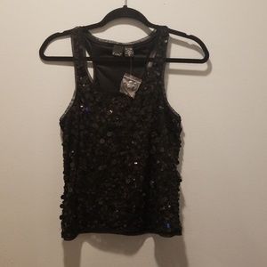 NWT sequin  tank top black